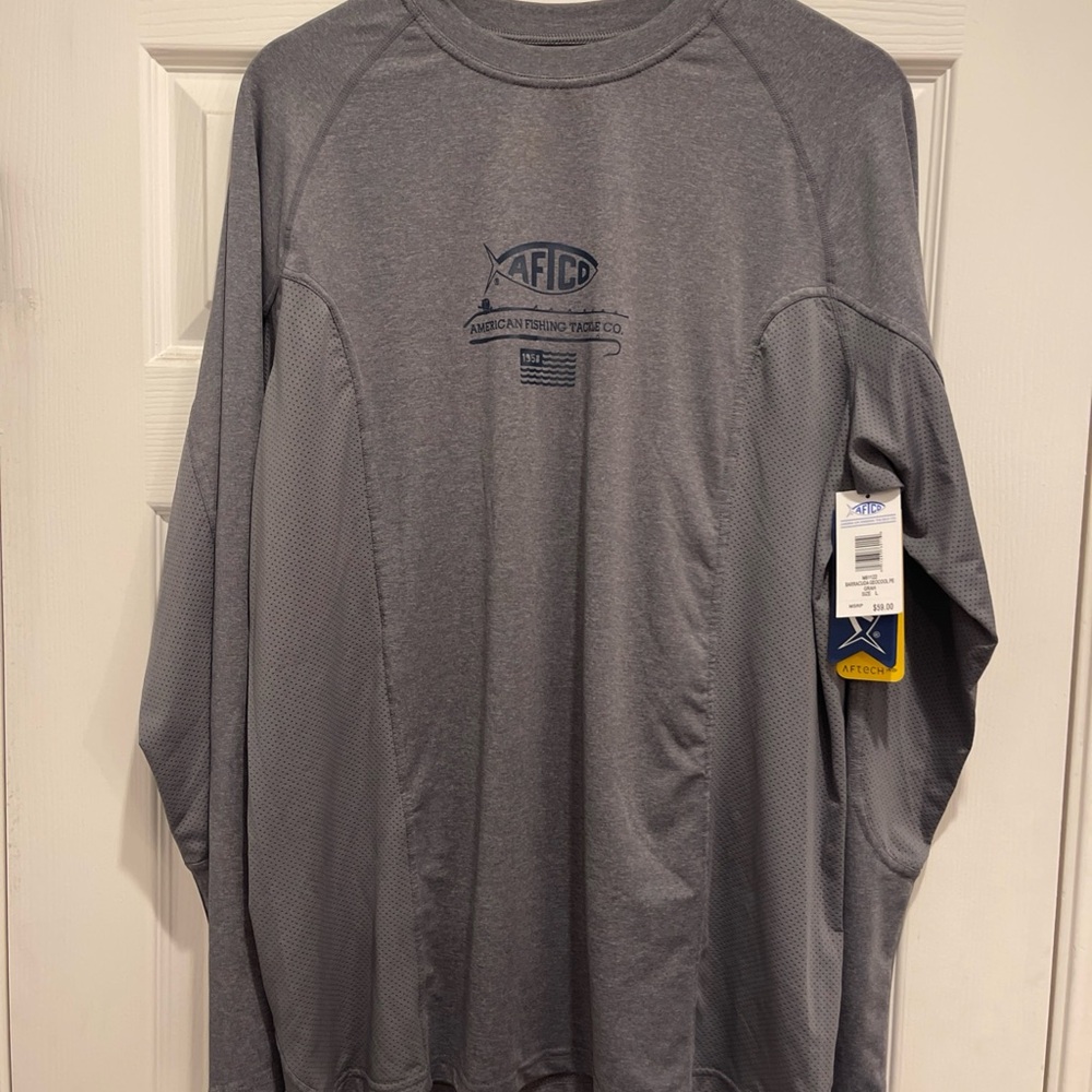 AFTCO Men's Charcoal Long Sleeve Tee